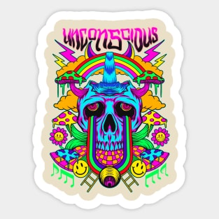 Unconscious Psychedelic Skull Sticker